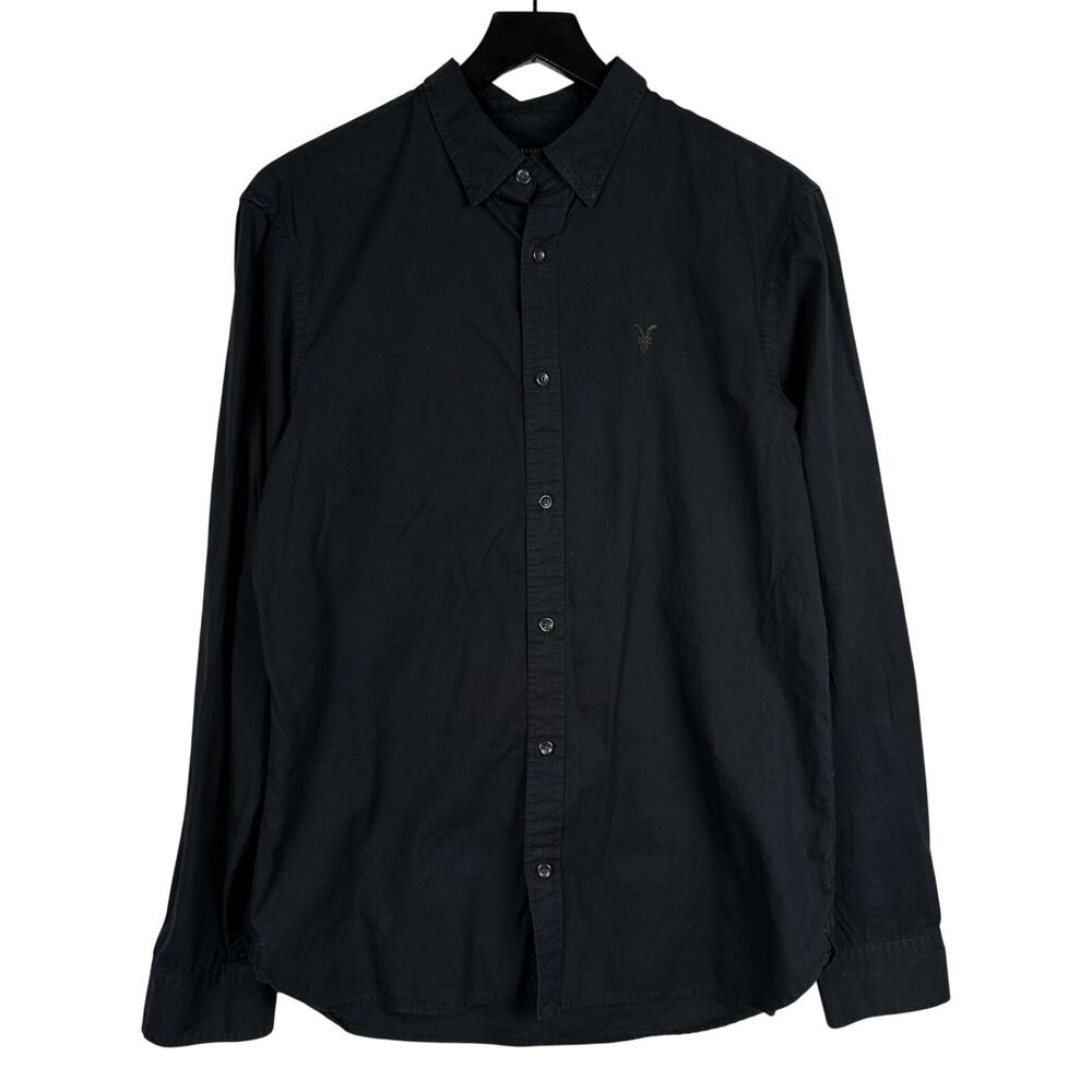 AllSaints Mens Redondo Button Down Shirt Black - M